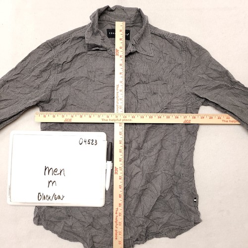 Edgar + Ash Flannel Long Sleeve Button Up Shirt Mens Size M Gray Black - Picture 6 of 10