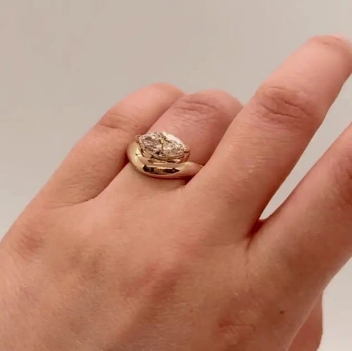 Diamond Gold Ring Marquise Cut 18k Yellow 1.00 Carat IGI Certified Lab Created - Video 1 of 1