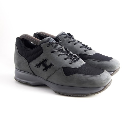 Hogan Low Top Sneakers Gray Suede Black Canvas Mens Shoe Size US 10 EU 43 $620