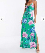 Womens Green Floral Long Bodycon Sleeveless Quiz Party Cocktail sexy Dress 8-18
