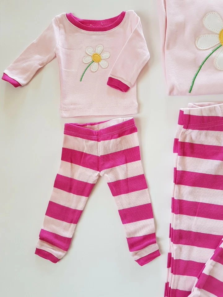 Juego de Pijama Leveret Niño y Muñeca 100% Algodón Flor Margarita Talla 5, 6 Años Nuevo Foto 4 de 4
