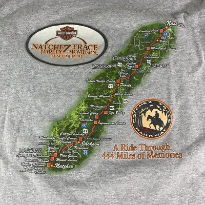 Harley Davidson T-Shirt Men s 2XL Grey Short Sleeve Natchez Trace Nashville Ride
