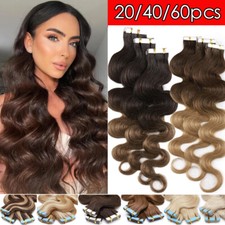 150g Tape In REMY Human Hair Extensions Skin Weft Thick Weft Wave Curly Ombre US