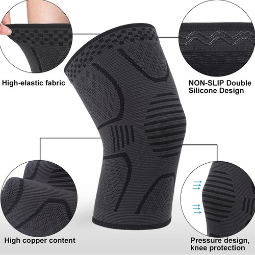 1 Pair Knee Compression Sleeve Support Brace for ACL Meniscus Outdoor Sports - Picture 6 of 7