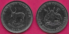 UGANDA 100 SHILLINGS 2015 UNC SANGA CATTLE (BOS TAURUS AFRICANUS) FACING LEFT,Ob
