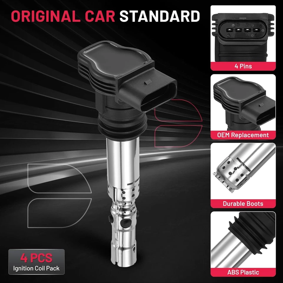 4 Ignition Bobinas Packs UF411 For 2002-2005 Seat Toledo 1.8L l4 - Image 2 of 4