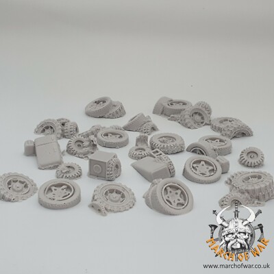 21 Stück Schrottplatzreifen für Basisdekor Grundmaterial Tabletop Wargaming