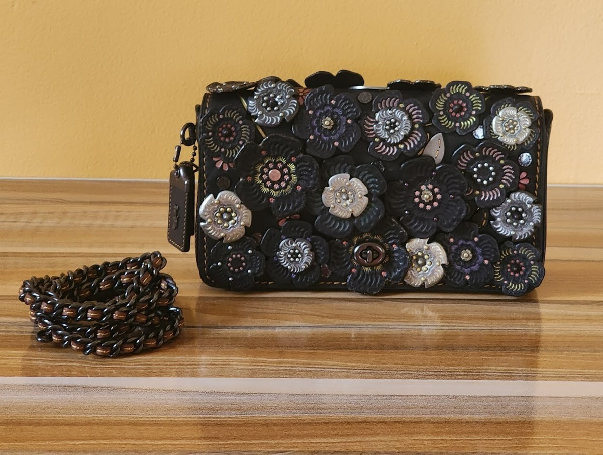 COACH 1941 BLACK/PURPLE TOOLED TEA ROSE DINKY 21586 | eBay