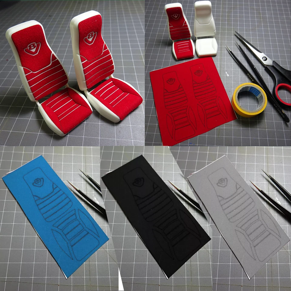 Truck Cab Seat Suede Decorative Stickers Decals DIY for Tamiya Scania1/14 RC Car - Image 2 of 4
