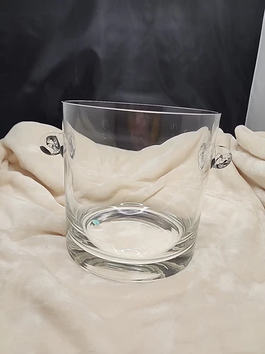 Vintage Signed Tiffany & Co. Crystal Ice Bucket Scroll Handles