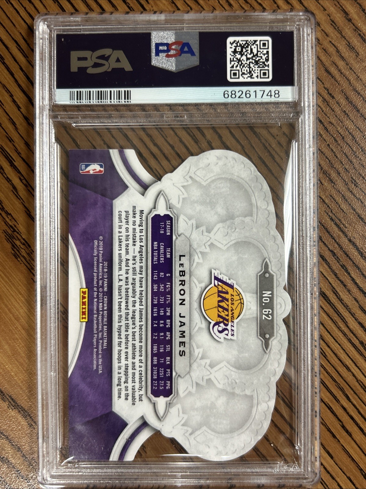 2018 Panini Crown Royale Lebron James PSA 8 view 2