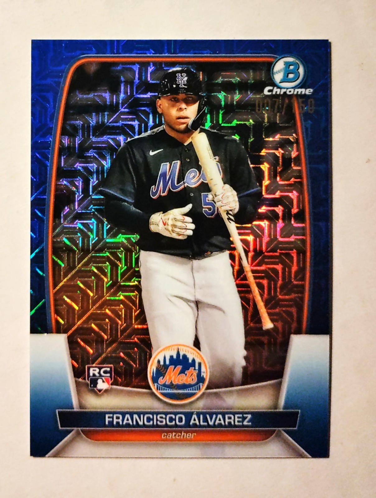 Francisco Alvarez 2023 Bowman Chrome RC #49 Mega BLUE REFRACTOR 007/150 A6