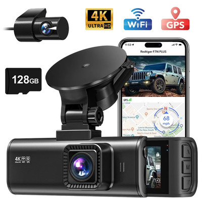 REDTIGER F7NP 128GB SD Card STARVIS 2 Sensor Dash Cam 4K Front and Rear for Cars