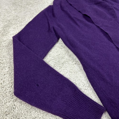 Maglione LL Bean donna viola medio 100% cashmere collo sciallato cardigan aperto - Foto 6 di 13