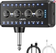 LEKATO Micro Guitar Headphone Amp Bass Guitar Headphone Amplifier with Multi