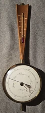 Vintage 15" Airguide Barometer Thermometer Brass Wood Wall Weather Station USA
