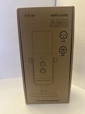 Fifine AmpliGame AM8 Dynamic Streaming Mic XLR/USB Mute Gain Headphone Black