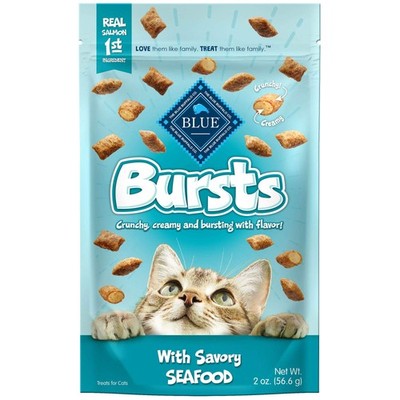Blue Buffalo Bursts Crunchy Cat Treats, Seafood 2-oz Bag 2 ounce (Pack of 6)