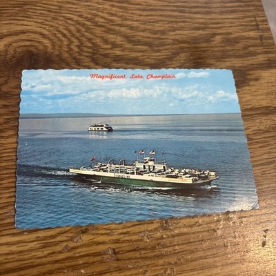 Magnificent Lake Champlain  Ferries Champlain and Valcour NY VT Postcard