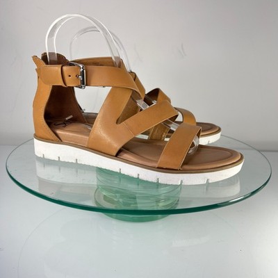 Sofft Mirabelle platform sandals size 7 M Brown Leather crisscross straps