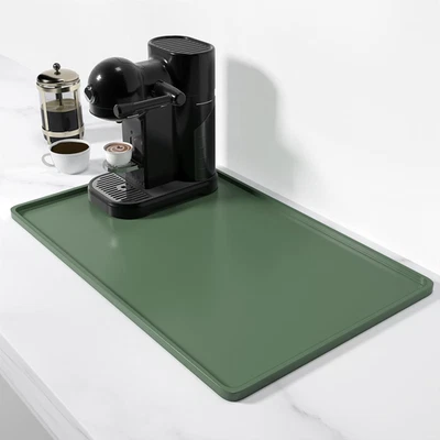 Waterproof Silicone Coffee Mat, 12" x 19", Heat Resistant Bar Pad, Green