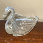 Fenton Opalescent Swan Trinket Bowl. Clear. Vintage