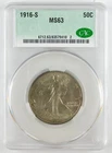 1916-S 50c Walking Liberty Silver Half Dollar CAC MS63 Choice BU Coin B8668
