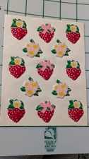 Vintage Puffy Stickers Strawberry Blossoms Flowers Sheet American Greetings READ