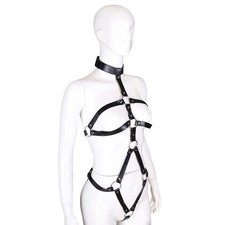 PU Leather Clubwear Bondage Body Chest Harness Neck Collar Costumes Belt BDSM