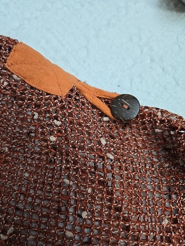 Kaktus Crochet Net Mesh Asymmetrical Rust Color Vest Top Size L Hippie Fairy - Picture 5 of 8