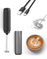 Rechargeable Milk Frother USB, Handheld Electric Foam Maker with Whisk Drink ...
