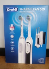 NEW BRAUN ORAL-B SMART CLEAN 360 RECHARGABLE TOOTHBRUSH 2 PACK 2 TRAVEL CASES