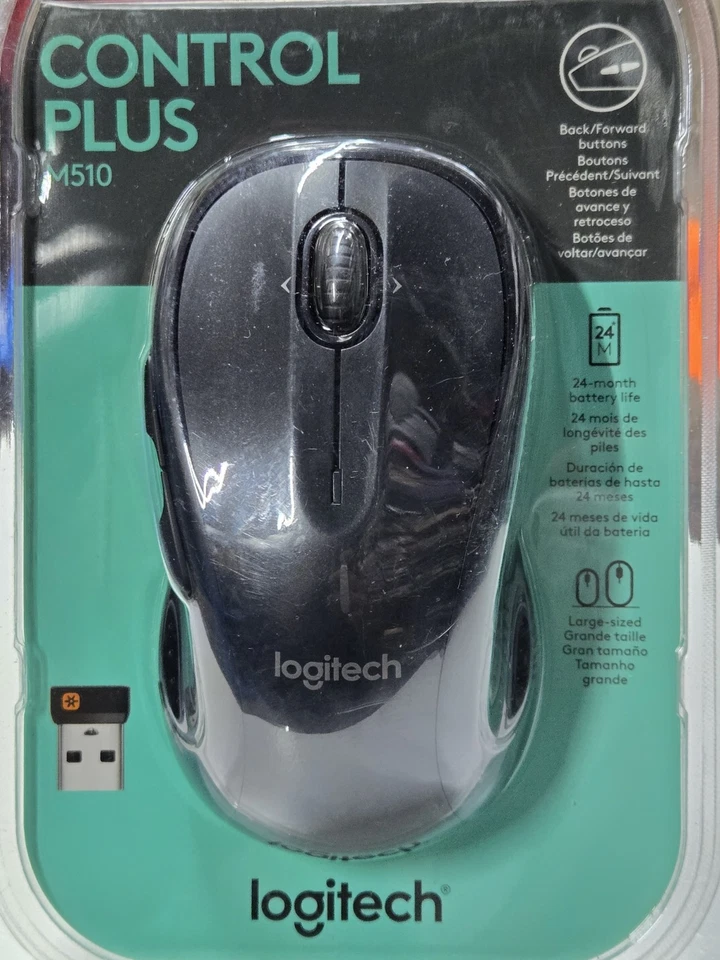 Logitech M510 Wireless Mouse w/ Receiver Control Plus Ergonomic USB - NEW Sealed - Image 3 of 3