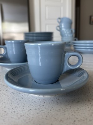 Fiesta Fiestaware Periwinkle Blue Demitasse Espresso Cups Saucers Set 2 NOS