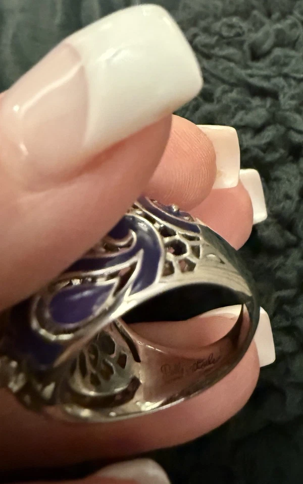 Juego de anillos y pendientes Belle Étoile Koyari púrpura talla 8 esterlina 925 esmalte italiano Foto 2 de 4