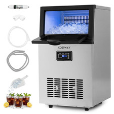Commercial Ice Machine, Stainless Steel Ice Maker Machine with 15 Adjustable Thi