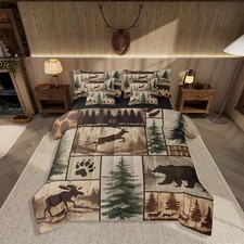 Rustic Bear Comforter Set Queen Size 7 Pieces Comforters Farmhouse Bear Deer ...