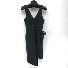 A New Day Sleeveless Faux Wrap Dress Women's Medium Black Surplice Stretch LBD