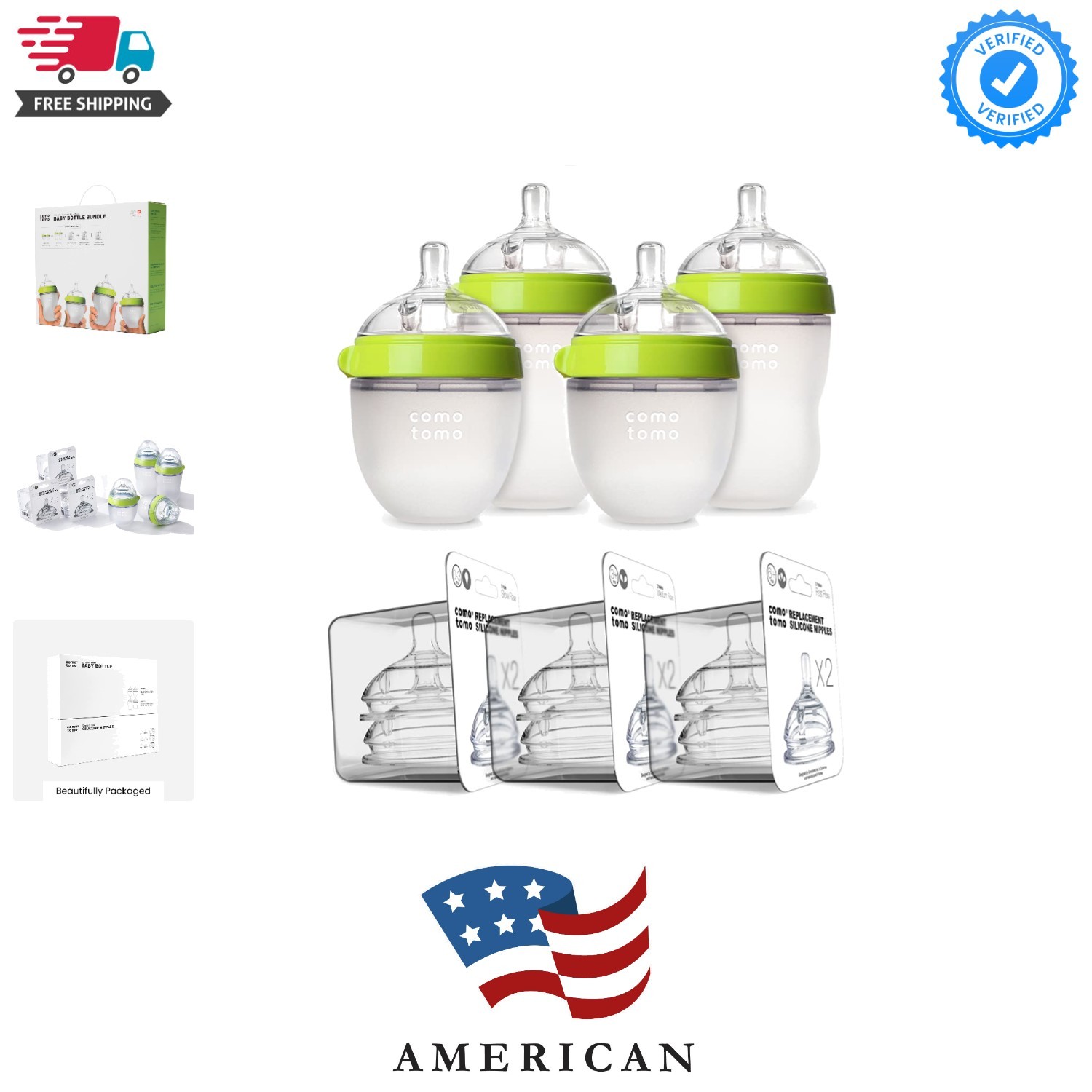Baby Bottle Bundle, Green, 7 Piece Set