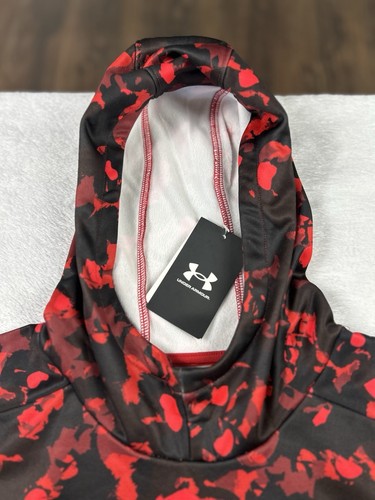 Under Armour Fleece Boys Youth XL Red/Black Camo Hoodie Athletic Sweatshirt - Picture 6 of 13