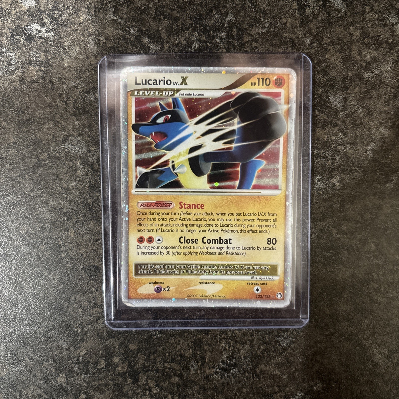 Lucario LV. X Holo Rare Mysterious Treasures D&P 2007 Pokemon Card 122/123