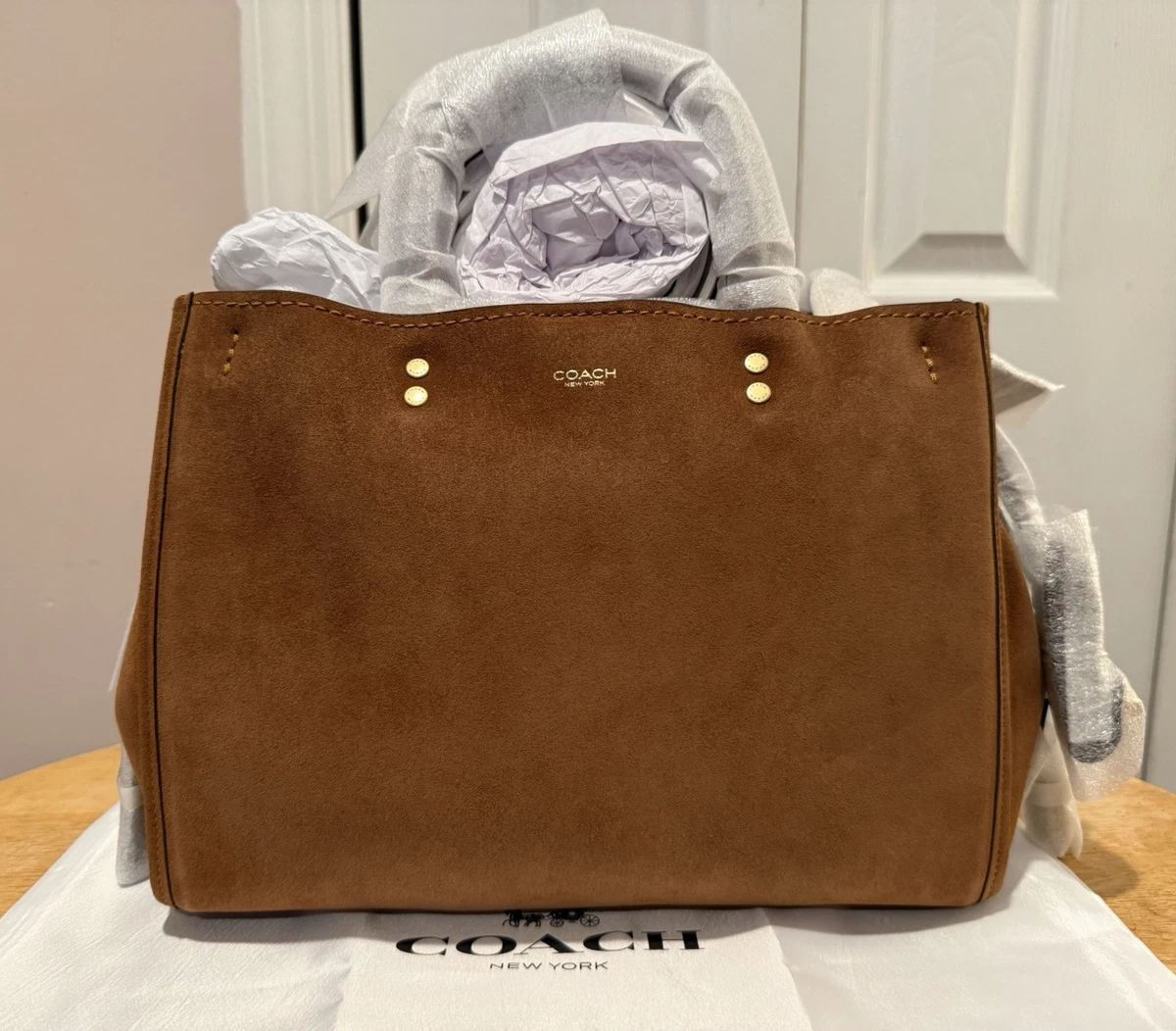 バッグ Vintage Coach Leather Tote Bag Brown Vintage Coach Lunch Tote Glovetanned Leather Bag Mahogany Brown