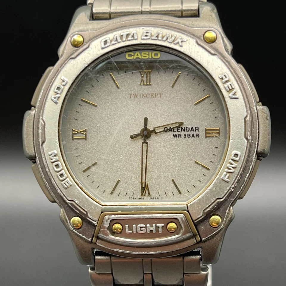 CASIO ABX-64 Twincept Data Bank Vintage Titanium Watch Not Working Japan W037 - Image 2 of 4