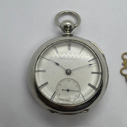Elgin H H Taylor 15J Early 1869 18s Antique Keywind Pocket Watch Runs W / Key