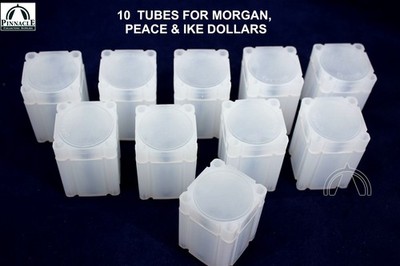 10 Large Dollar Plastic Square Tubes for Morgan Peace Ike Coins