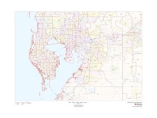 Hillsborough County, Florida Zip Codes - 48" x 36" Laminated Wall Map