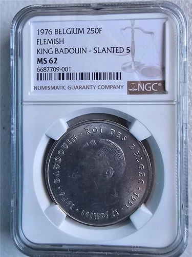 Belgium 250 Francs 1976 Flemish Slanted 5 NGC MS 62