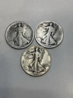 US Walking Walker Liberty half dollar - Lot of 3 coins. 1917-S 1918-D 1938