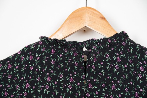 ZARA Revolve Women's M Mini Dress Black Floral Sleeves “The Lisa” Ruffle - Picture 7 of 11