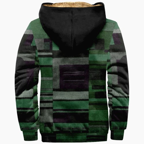 Men's Winter Fleece Lined Hoodie Sweater Multi Color Blocking Zip Hoody Jacket - Picture 22 of 26